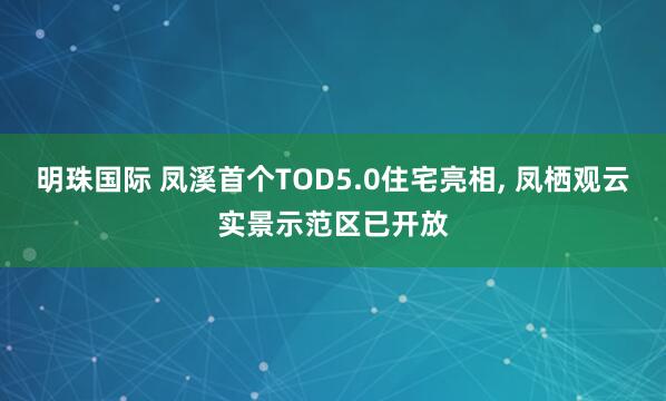 明珠国际 凤溪首个TOD5.0住宅亮相, 凤栖观云实景示范区已开放