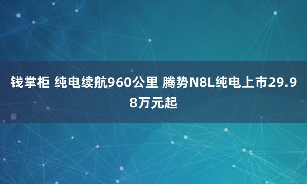 钱掌柜 纯电续航960公里 腾势N8L纯电上市29.98万元起