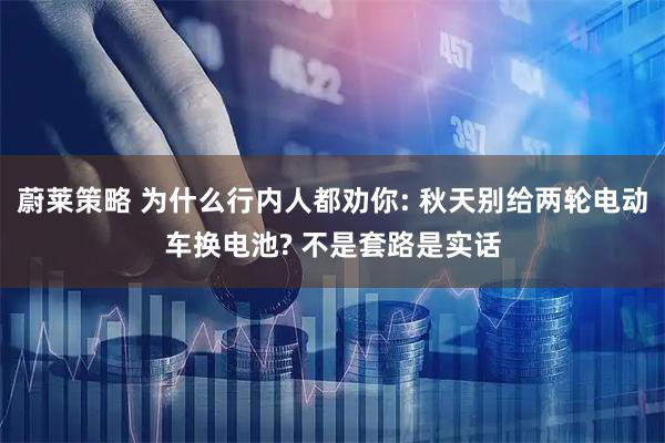 蔚莱策略 为什么行内人都劝你: 秋天别给两轮电动车换电池? 不是套路是实话